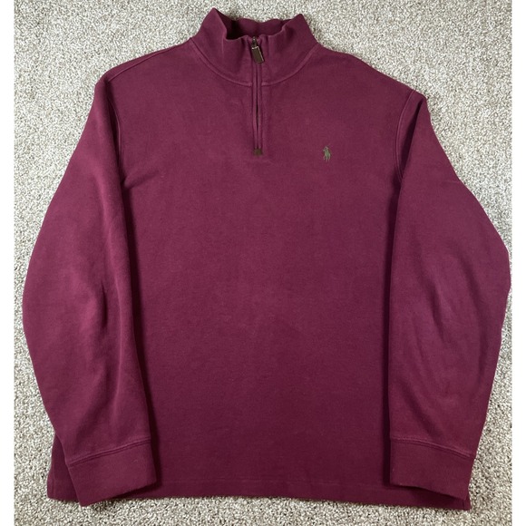 Polo Ralph Lauren Other - Polo Ralph Lauren Quarter Zip Sweater Mens XL Cranberry Rib Knit Cotton Pullover